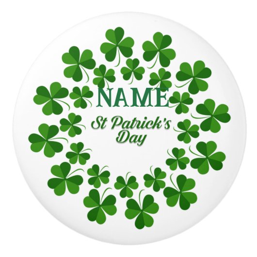 St Patrick's Day Wreath Thunder_Cove Keramische Knop (Voorkant)