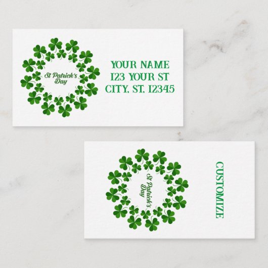 St Patrick's Day Wreath Thunder_Cove Visitekaartje (Voorkant / Achterkant)
