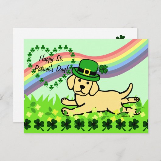 St. Patrick's Day Yellow Lab Baby Briefkaart (Voorkant / Achterkant)