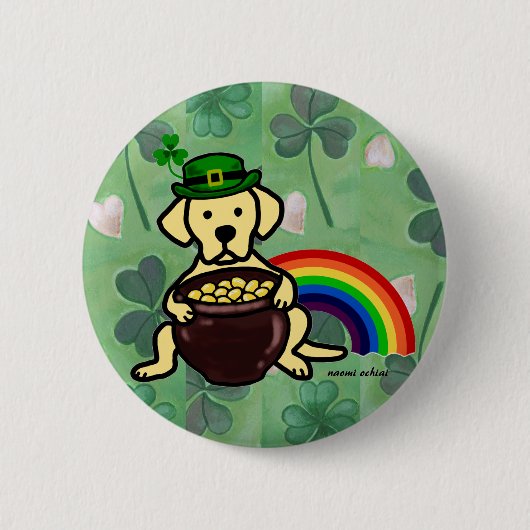 St. Patrick's Day Yellow Lab Rainbow Ronde Button 5,7 Cm (Voorkant)