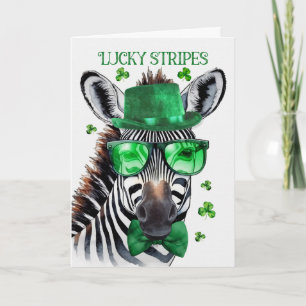St. Patrick's Day Zebra Geluksstrepen en Doedelzak Feestdagen Kaart