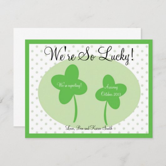 St Patricks Day Zwangerschap Aankondiging / Lucky (Voorkant / Achterkant)