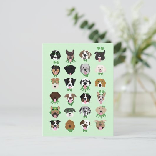 St Patricks Dog Face Pattern Briefkaart (Staand voorkant)