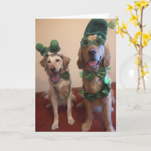 St. Patrick's Dog Kaart (Gele Bloem)