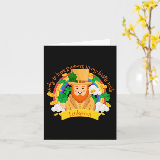 St Patricks Four Leaf Clover Leprechaun Leukemia A Kaart (Gele Bloem)