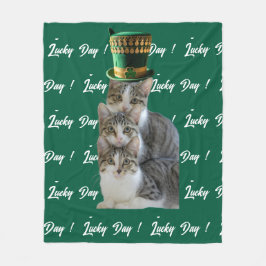 St. Patrick's Geluksdag Muts met Cute Kat Kabouter Fleece Deken