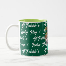St. Patrick's Geluksdag Mutsje met leuk katje Kabo Tweekleurige Koffiemok