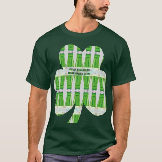 St. Patrick's Green Beer Shamrock Pattern T-Shirt (Voorkant)