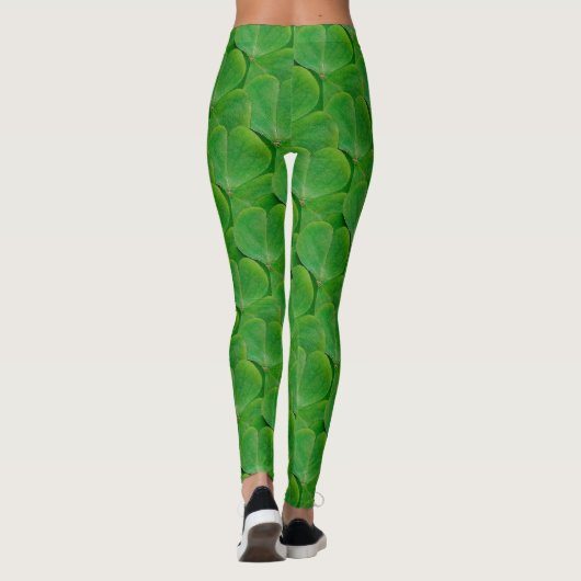 St. Patricks Green Shamrocks Lucky Clover Pattern Leggings (Achterkant)