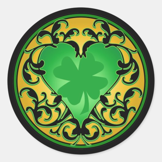 St. Patrick's Heart Lucky Charm Ronde Sticker (Voorkant)