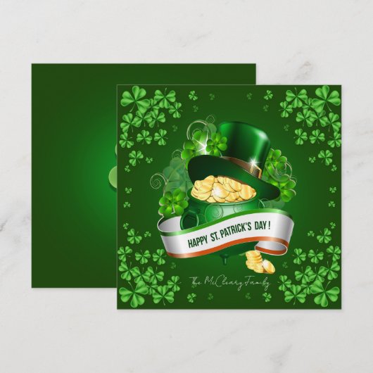 St. Patrick's Hoed en Pot met Goud Kerstkaart (Voorkant / Achterkant)