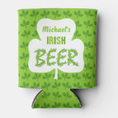 St Patricks Irish Beer Personalized Shamrock Green Blikjeskoeler (Voorkant)