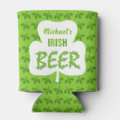 St Patricks Irish Beer Personalized Shamrock Green Blikjeskoeler (Achterkant)