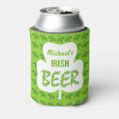 St Patricks Irish Beer Personalized Shamrock Green Blikjeskoeler (Blikje Achterkant)