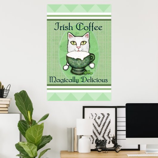 St. Patrick's Irish Coffee Cat Poster / Print (Thuiskantoor)