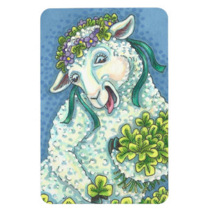 ST. PATRICK'S IRISH EWE & SHAMROCKS MAGNET MAGNEET
