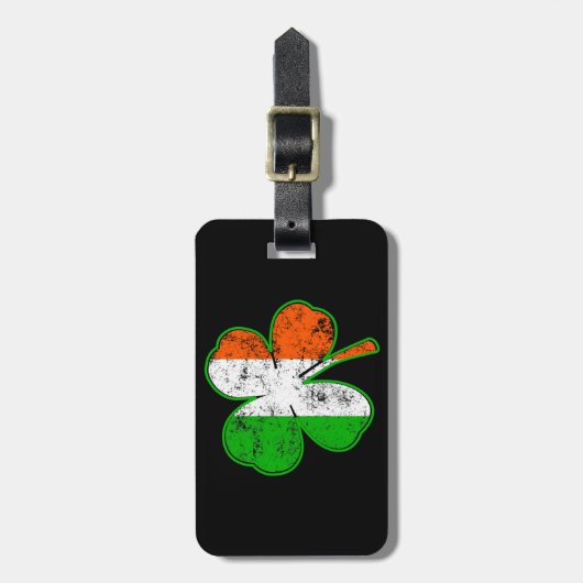 St. Patricks Irish Flag Shamrock in grunge stijl Bagagelabel (Voorkant verticaal)