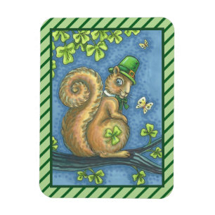 ST. PATRICK'S IRISH LEPRECHAUN SQUIRREL MAGNET MAGNEET