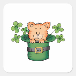 St. Patricks Kat Vierkante Sticker