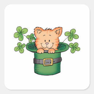 St. Patricks Kat Vierkante Sticker