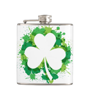 St. Patricks Klaver Vinyl Omwikkelde Fles Heupfles