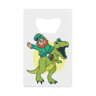 st patricks leprechaun dinosaur kredietkaart flessenopener