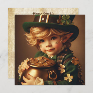 St Patrick's Leprechaun Kind Pot van Gold Square Kaart