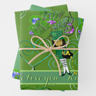 St. Patrick's Leprechaun Shamrocks inpakpapier