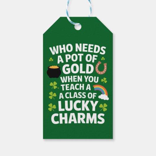 St Patrick's leraar Lucky Charm Clover Irish Cadeaulabel (Achterkant)