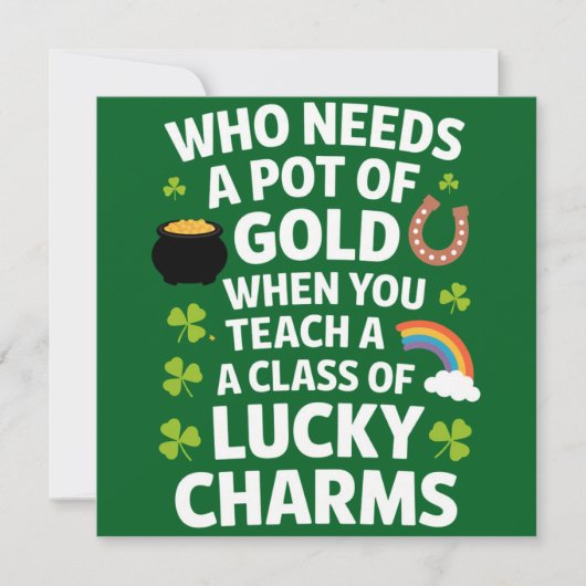 St Patrick's leraar Lucky Charm Clover Irish Kaart (Voorkant)