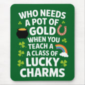 St Patrick's leraar Lucky Charm Clover Irish Muismat (Voorkant)