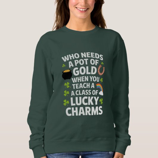 St Patrick's leraar Lucky Charm Clover Irish Trui (Voorkant)