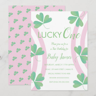 St. Patricks Lucky 1e Verjaardag Waterverf Klavers Kaart
