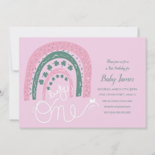 St. Patricks Lucky 1st Birthday Hand Drawn Rainbow Kaart