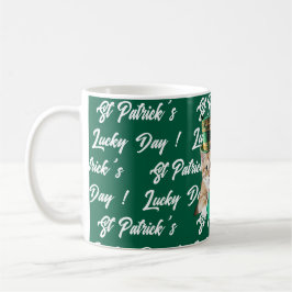 St Patrick's Lucky Day Cute Cat Leprechaun Hat, Koffiemok
