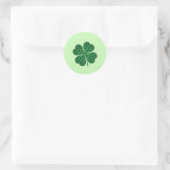 St Patricks Lucky Four Leaf Green Clover Pattern Ronde Sticker (Tas)