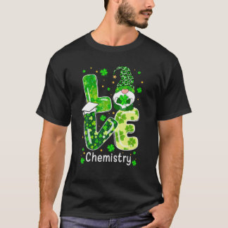 St Patricks Lucky Funny Chemistry Gnome Leopard Gr T-shirt