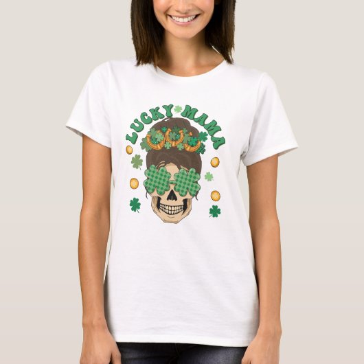 St. Patrick's Lucky Mama Skeleton T-shirt (Voorkant)