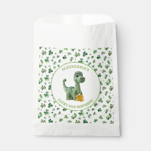 St Patricks Lucky One Dinosaur Favor Bag Bedankzakje (Voorkant)