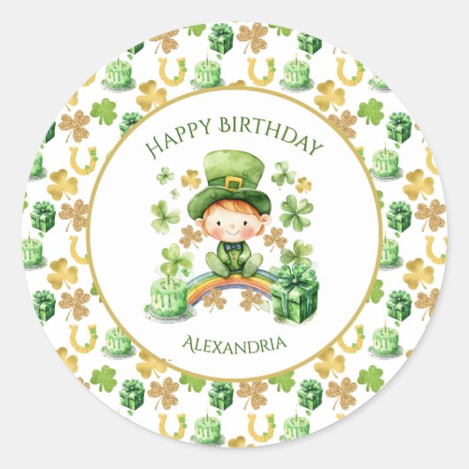 St. Patrick's Lucky One eerste verjaardag Ronde Sticker (Voorkant)