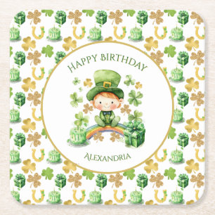 St. Patrick's Lucky One eerste verjaardag Vierkante Kartonnen Onderzetter
