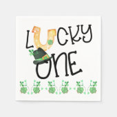 St Patricks Lucky One Hoefijzer en Shamrock Party Servet (Voorkant)