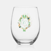 St. Patrick's monogram kuif Drinkware Set Wijnglas Zonder Voet (Voorkant)