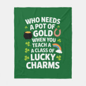 St Patricks Onderwijs Lucky Charm Clover Iers  Fleece Deken (Voorkant)