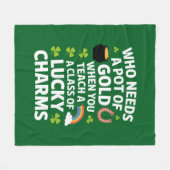 St Patricks Onderwijs Lucky Charm Clover Iers  Fleece Deken (Voorkant (Horizontaal))