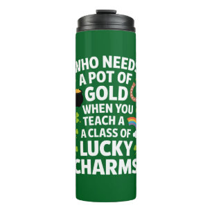 St Patricks Onderwijzer Lucky Charm Clover Iers Thermosbeker