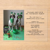 St. Patrick's Party Dogs Shamrocks Custom Foto Acryl Uitnodigingen (Voorkant)