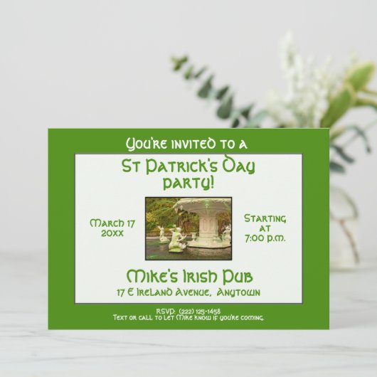St Patrick's Party Forsyth Fountain, Savannah, GA Kaart (Staand voorkant)