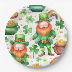 St.Patrick's patroon - leprechauns en goud Papieren Bordje