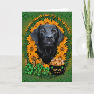 St Patricks - Pot of Gold - Labrador - Zwart - Gag Kaart